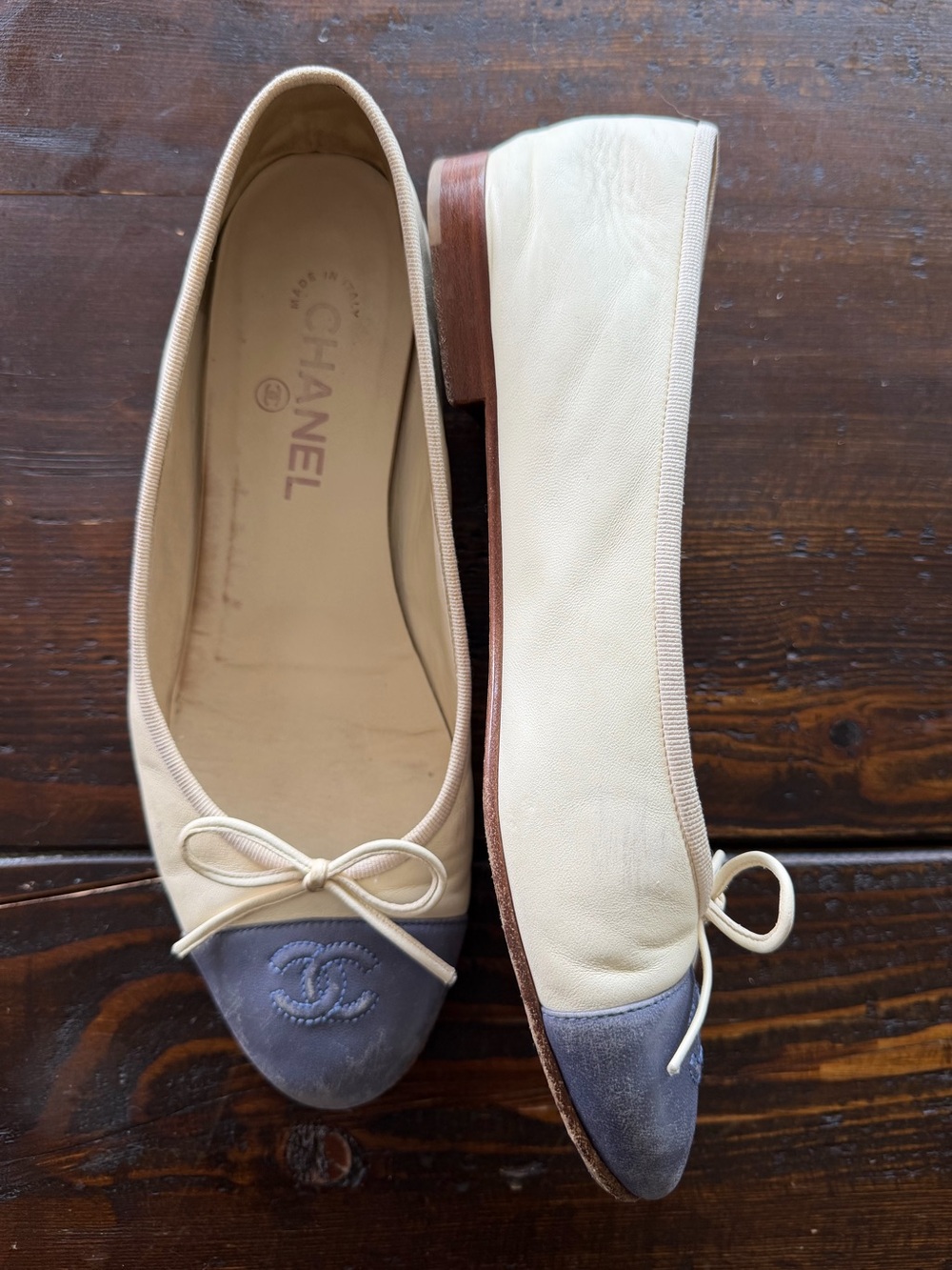 Chanel Interlocking CC Logo Lambskin Ballet Flats Size IT 39.5 - Picture 7 of 16